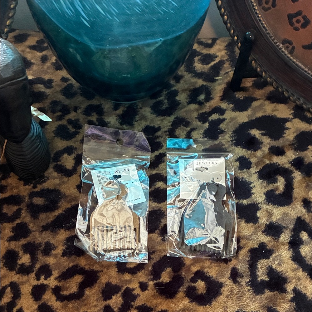 Wooden Afro pic earrings